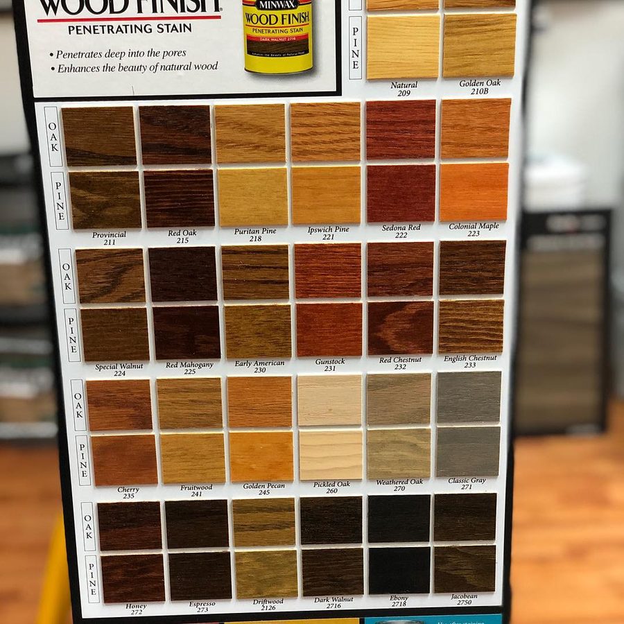 Stain and finish color samples