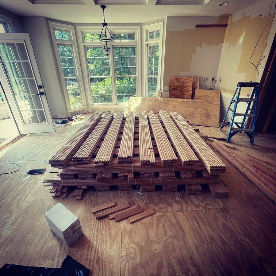 Finished hardwood floor installation